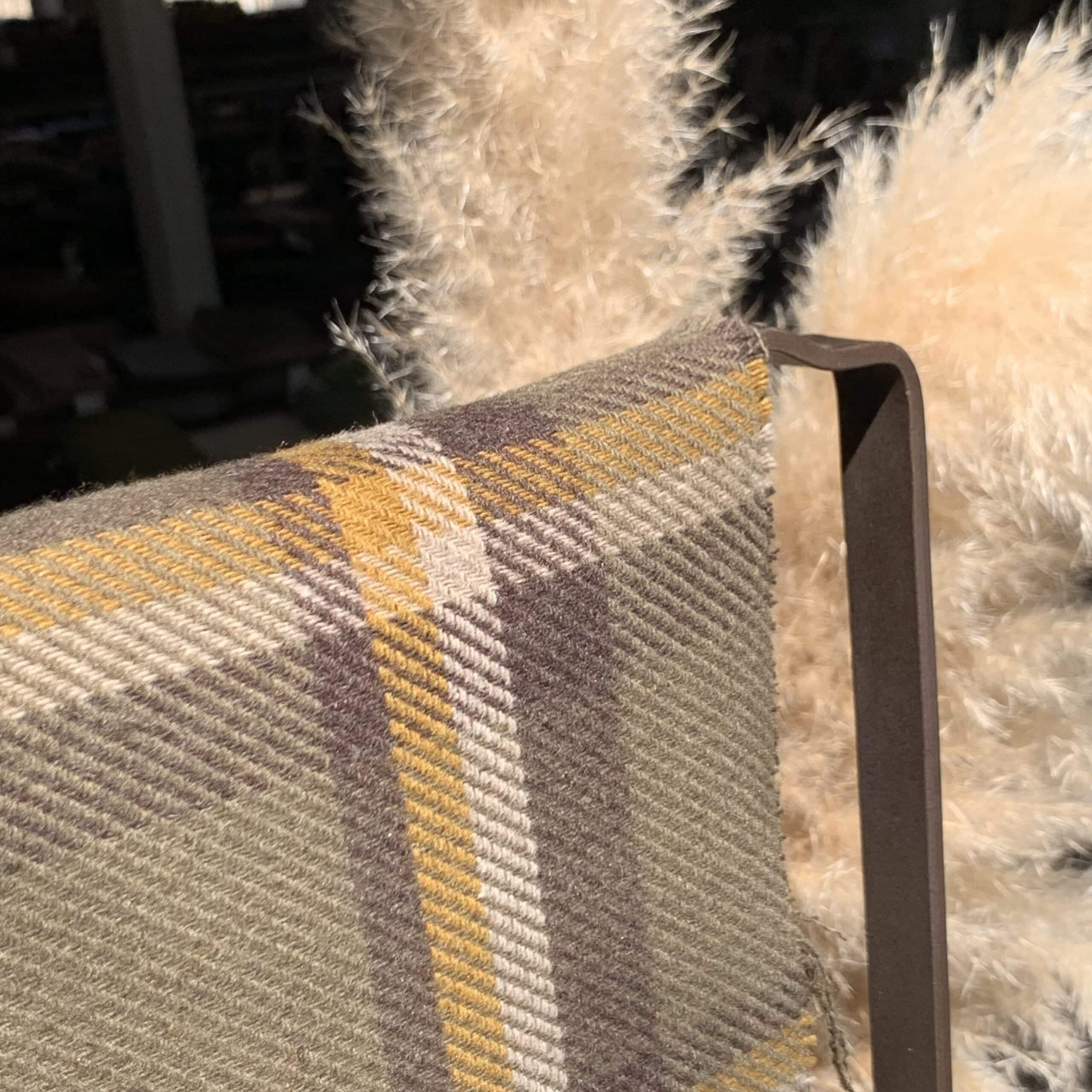 tissu carreaux marron blanc moutarde