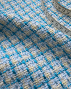tissu tweed bleu mer