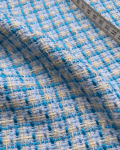 tissu carreaux vert et noir texturé